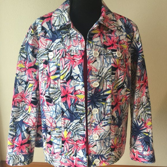 Denim Floral Jacket - Picture 3 of 4